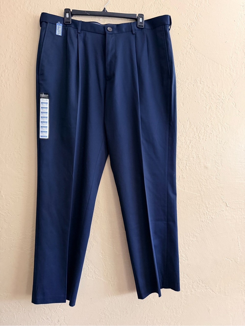 Haggar Navy Flat-Front Chinos